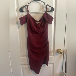 Emerald Sundae Sparkly Burgundy Mini Dress
